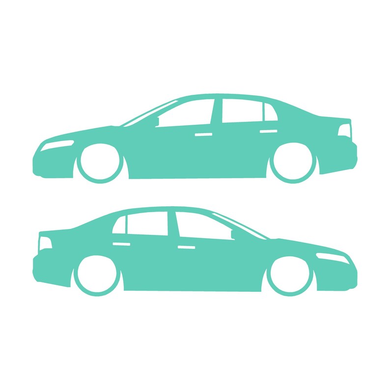 Set Of 2 Lowered Car Silhouette Decal Stickers For Acura TL UA6 2004-08 3rd Gen Sedan Mint