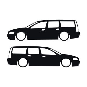 Set Of 2 Car Silhouette Decal Stickers For Volvo V70 T5 R 2nd Gen 2000-07 Black