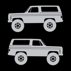 Set Of 2 Lowered Car Silhouette Decal Stickers For Chevrolet K5 Blazer Silver