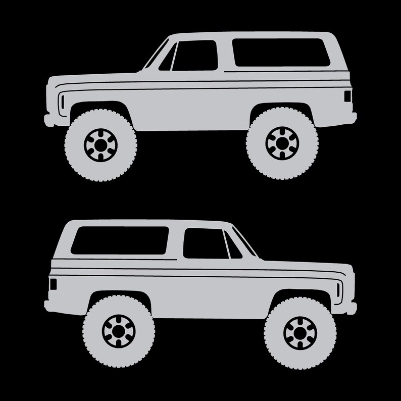 Set Of 2 Lowered Car Silhouette Decal Stickers For Chevrolet K5 Blazer Silver