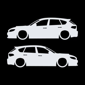 Conjunto de 2 adesivos com silhueta de carro rebaixado para Subaru Impreza WRX STI 3ª geração Hatchback GH Branco