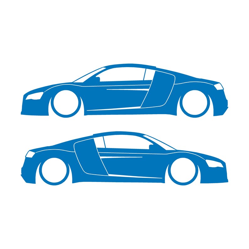 Juego de 2 pegatinas decorativas con silueta de coche rebajado para Audi R8 Coupé de primera generación (2007-2015) Sky Blue