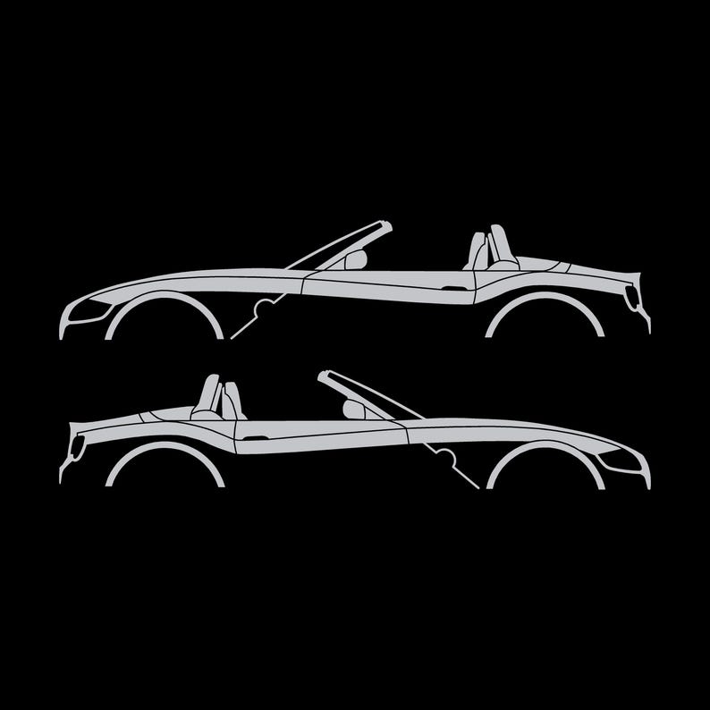 Set Of 2 Car Silhouette Decal Stickers For BMW Z4 E85 2002-09 Roadster Silver