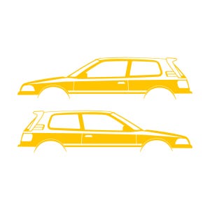 Set Of 2 Car Silhouette Decal Stickers For Toyota Corolla AE92 Hatch GTI FX16 Hatchback Yellow