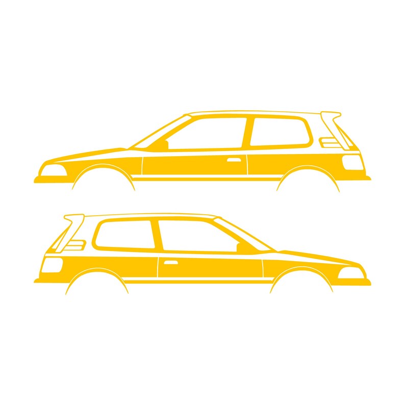 Set Of 2 Car Silhouette Decal Stickers For Toyota Corolla AE92 Hatch GTI FX16 Hatchback Yellow