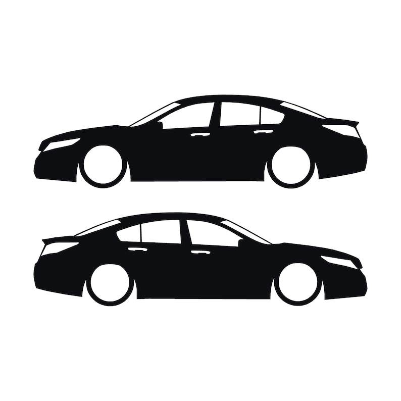 Set Of 2 Lowered Car Silhouette Decal Stickers For Acura TL 4th Gen UA8 2009-14 Black