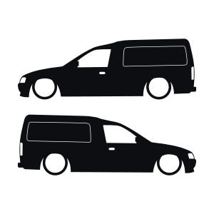 Juego de 2 pegatinas decorativas con silueta de furgoneta rebajada para Ford Escort Mk5 Negro