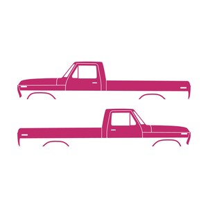Set Of 2 Lifted Truck Silhouette Decal Stickers For Ford F100 1973-79 6th Gen Pickup Pink