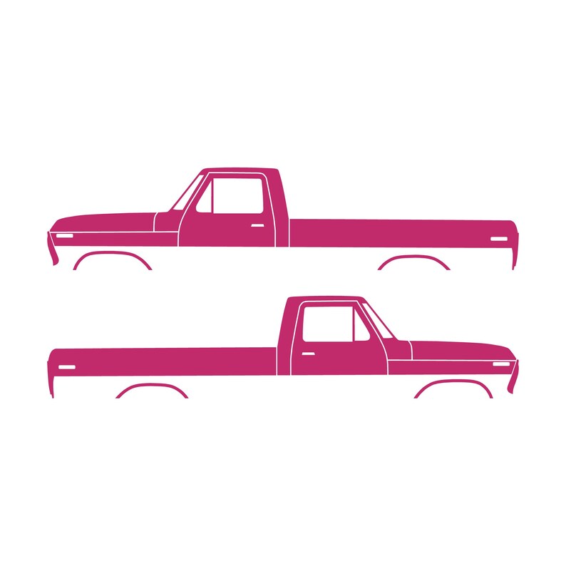 Set Of 2 Lifted Truck Silhouette Decal Stickers For Ford F100 1973-79 6th Gen Pickup Pink