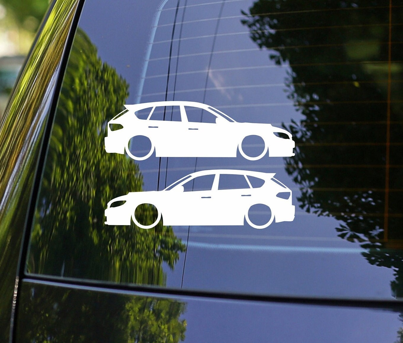 2x Lowered Car Silhouette Decal Stickers for Subaru Impreza WRX STI  Hatchback GH 3rd Gen 