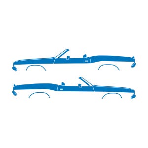 Set Of 2 Car Silhouette Decal Stickers For Dodge Challenger Classic Convertible Sky Blue