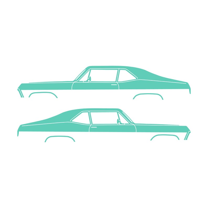 Set Of 2 Car Silhouette Decal Stickers For Chevy Nova 3rd Gen 1968-72 Mint