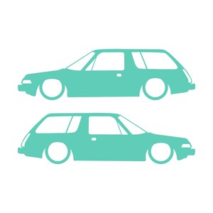 Set Of 2 Lowered Car Silhouette Decal Stickers For AMC Pacer Classic Wagon Mint