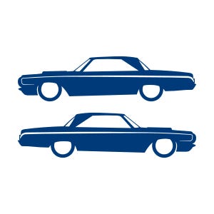 Set Of 2 Car Silhouette Decal Stickers For 1964 Dodge Polara Max Wedge 2-door Hardtop Coupe Blue