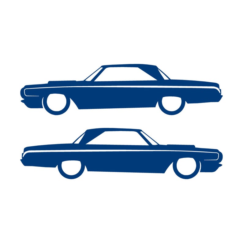 Set Of 2 Car Silhouette Decal Stickers For 1964 Dodge Polara Max Wedge 2-door Hardtop Coupe Blue