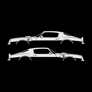 Set Of 2 Car Silhouette Decal Stickers For Pontiac Firebird Trans Am 1974 2nd Gen White