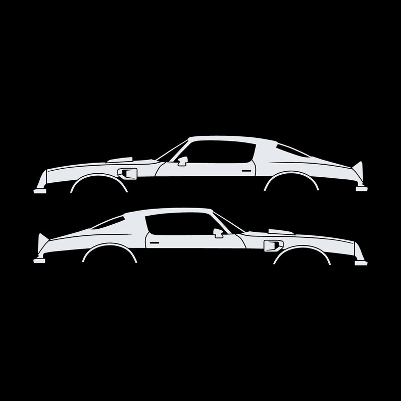 Set Of 2 Car Silhouette Decal Stickers For Pontiac Firebird Trans Am 1974 2nd Gen White
