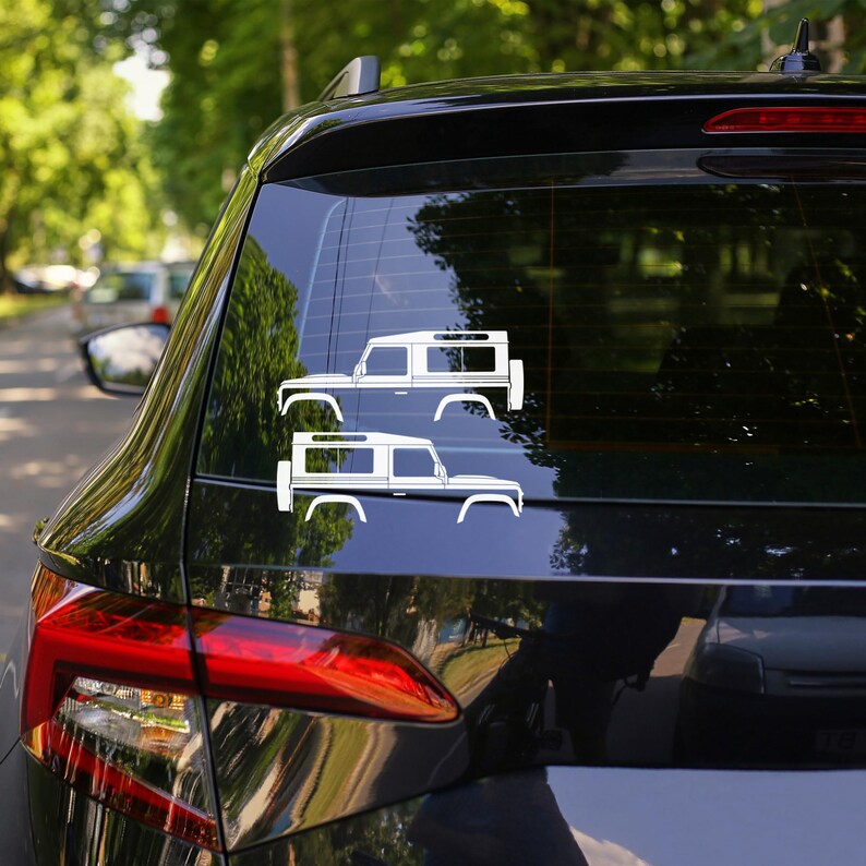 Set Of 2 Car Silhouette Decal Stickers For Land Rover Defender 90 Classic Wagon image 2