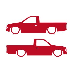 Set Of 2 Lowered Truck Silhouette Decal Stickers For Nissan Hardbody Single Cab D21 Pickup Red