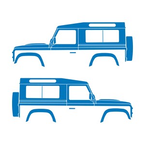 Set Of 2 Car Silhouette Decal Stickers For Land Rover Defender 90 Classic Wagon Sky Blue