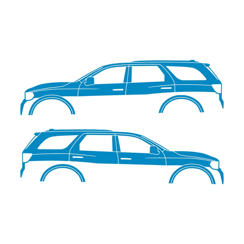 Set Of 2 Car Silhouette Decal Stickers For Dodge Durango 3rd Gen Light Blue