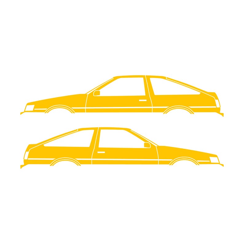 Set Of 2 Car Silhouette Decal Stickers For Toyota AE86 Corolla Levin Hatchback Yellow
