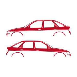 Set Of 2 Car Silhouette Decal Stickers For Ford Escort Mk5 5-door Hatchback Red