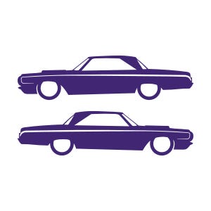 Set Of 2 Car Silhouette Decal Stickers For 1964 Dodge Polara Max Wedge 2-door Hardtop Coupe Purple