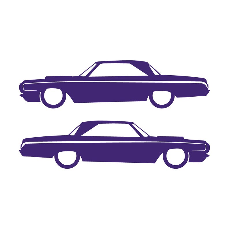 Set Of 2 Car Silhouette Decal Stickers For 1964 Dodge Polara Max Wedge 2-door Hardtop Coupe Purple