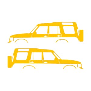 Set mit 2 Auto-Silhouette-Aufklebern für Land Rover Discovery Classic S2 Gelb
