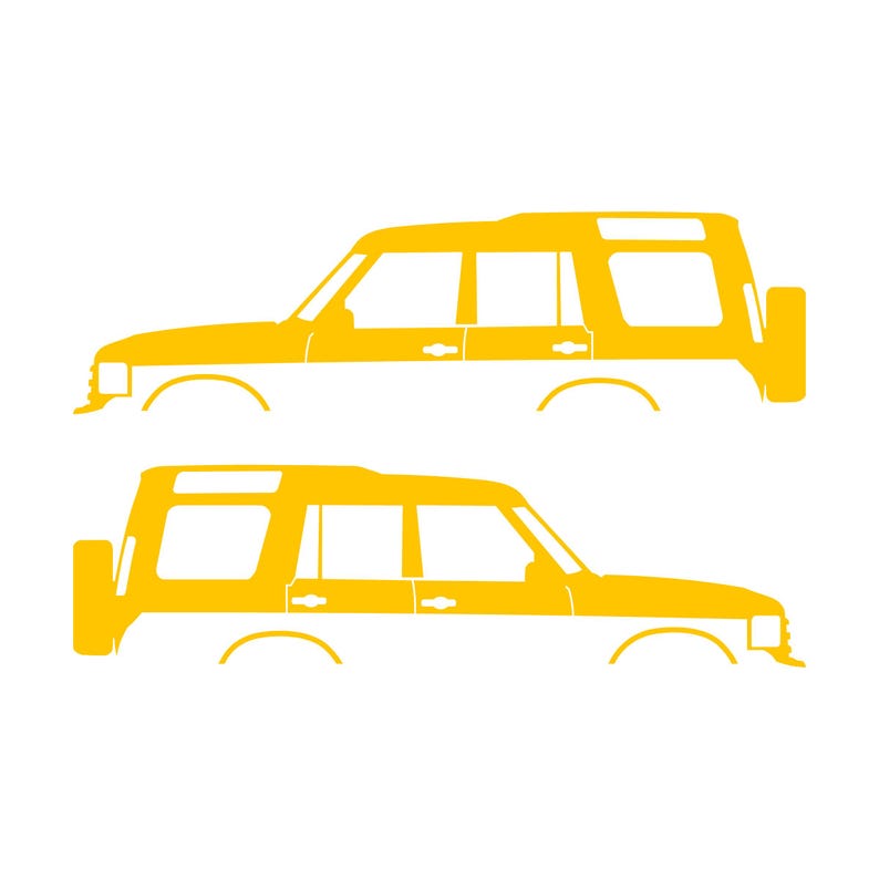 Set mit 2 Auto-Silhouette-Aufklebern für Land Rover Discovery Classic S2 Gelb
