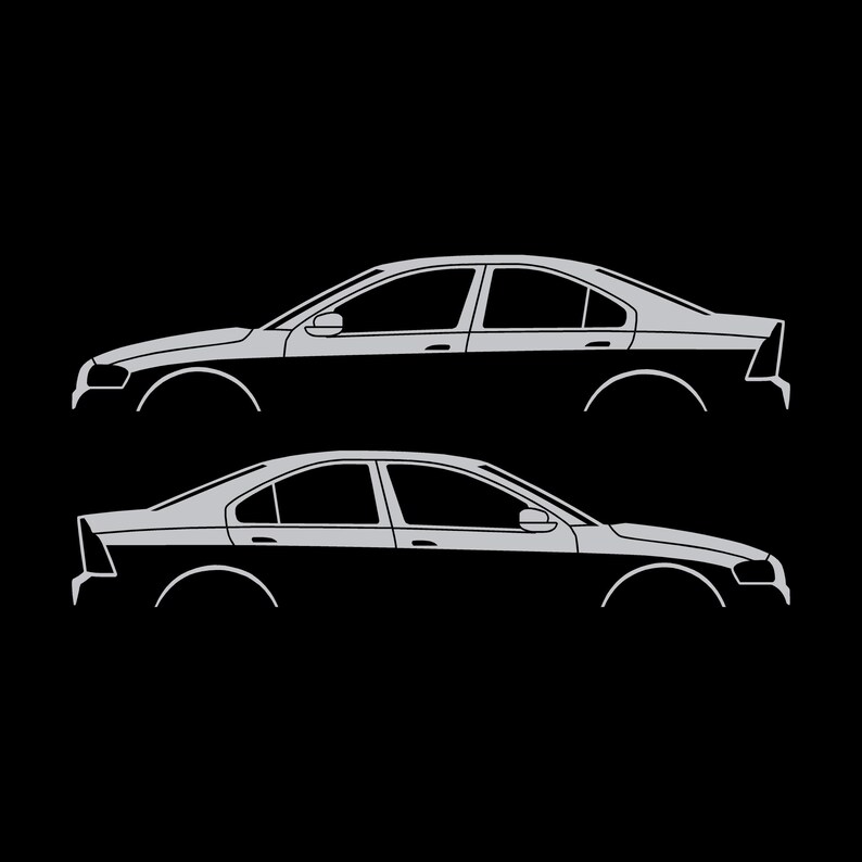 Set Of 2 Car Silhouette Decal Stickers For Volvo S60 R 1st Gen 2001-09 Silver