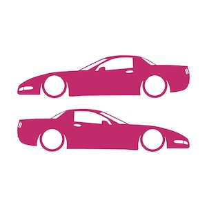 Juego de 2 pegatinas decorativas con silueta de coche rebajado para Chevrolet Corvette C5 Z06 Hardtop Coupé Rosa