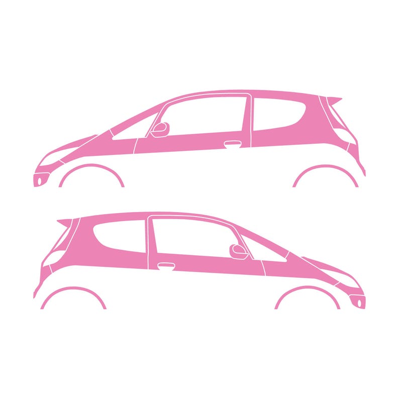 Set Of 2 Car Silhouette Decal Stickers For Mitsubishi Colt CZT Soft Pink