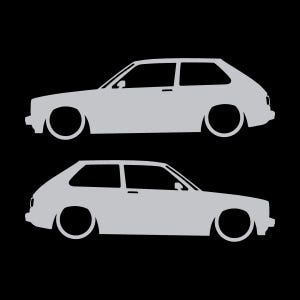 Conjunto de 2 adesivos com silhueta de carro rebaixado para Toyota Starlet GT Turbo EP82 JDM Prata