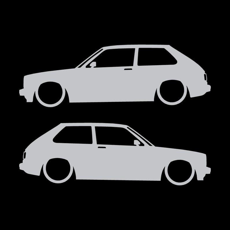 Conjunto de 2 adesivos com silhueta de carro rebaixado para Toyota Starlet GT Turbo EP82 JDM Prata