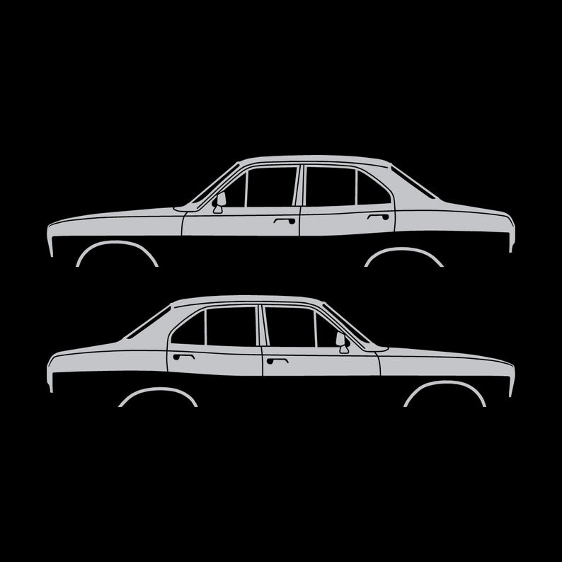 Set med 2 silhuettdekaler för Ford Escort Mk1 2-dörrars Sedan Coupé Silver