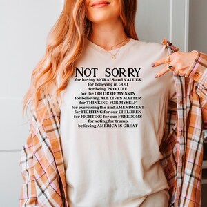 Koszulka Not Sorry Koszulka konserwatywna Koszulka Trump Koszulka republikańska Koszulka polityczna Koszulka Trump 2024 Koszulka wyborcza Koszulka do głosowania Koszulka patriotyczna
