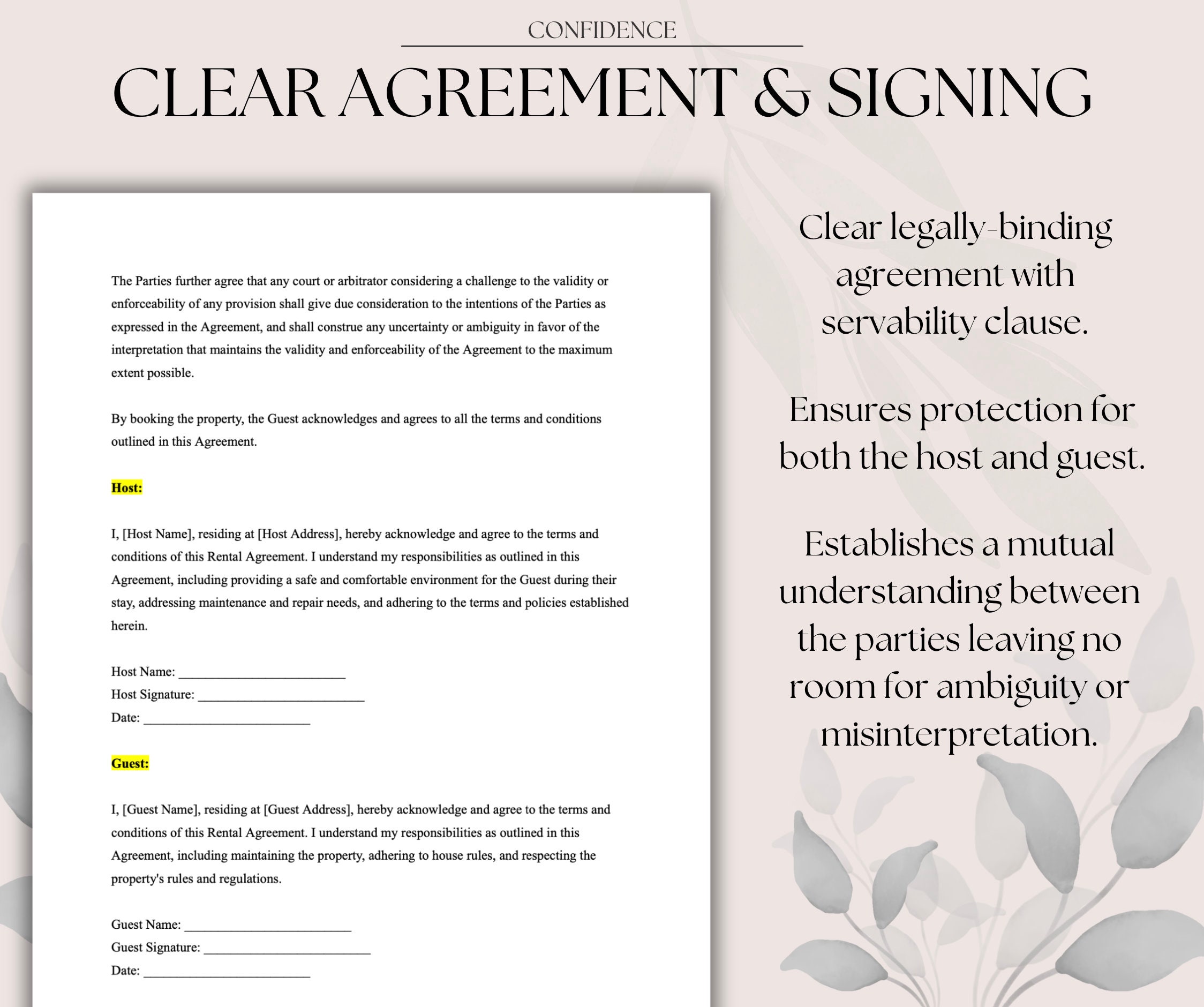 Airbnb Rental Contract Agreement, Contract Template, Rental Contract ...