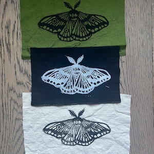 Moth linocut sew patch, nature, insect, butterfly, bugs, block print, punk patch