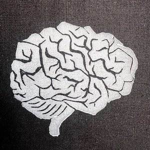 Brain linocut patch, sew on fabric patch, punk patch