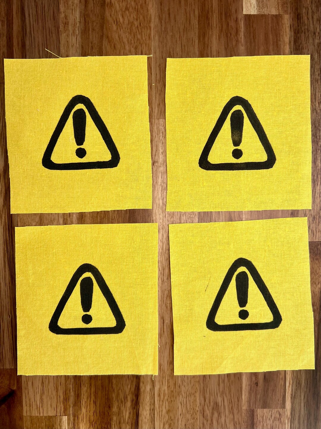 Triangular Patch Textile Yellow Warning Triangle Linocut Patch, Sew on Fabric Patch, Punk ...