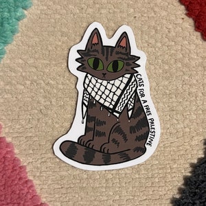Cats for a free Palestine homemade sticker, Kufiya Cat, Fundraiser