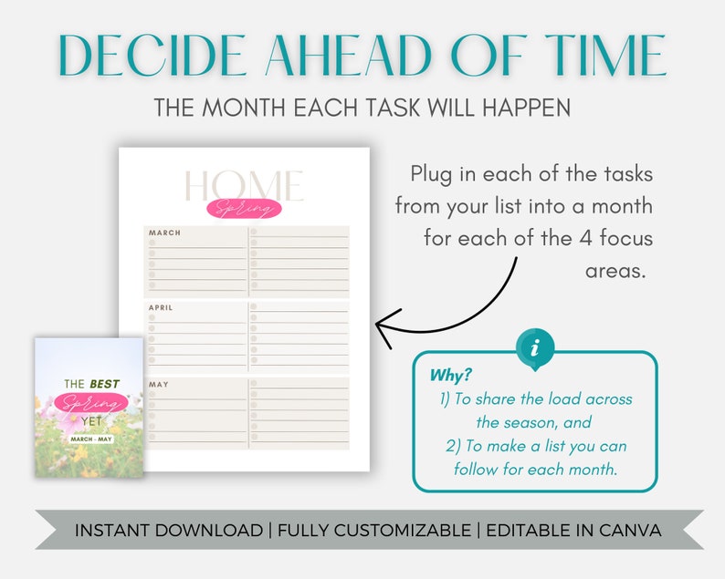 Editable Seasonal Planner Printable| Fall Bucket List| Spring Checklist ...