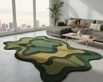 Organic Wavy Layered Area Rug – Modern Abstract Floor Art