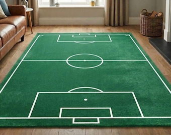 Kids Football Field Rug | Green Soccer Pitch Play Mat