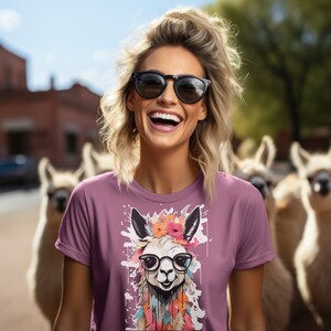 Boho Chic Llama Shirt Trendy Hipster Llama Wearing Stylish Glasses Tee Llama Gift Llama Lover Gift