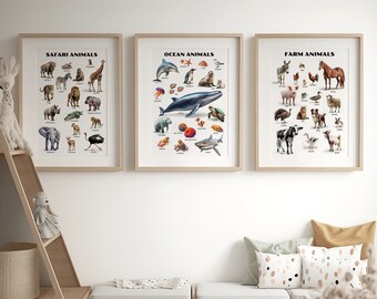 Conjunto de carteles Montessori de 3 / Paquete de decoración educativa / Arte de pared de sala de juegos, Aprendizaje en el aula, Descarga digital, Imprimible en clase