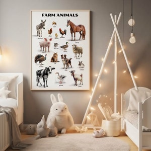 Preschool Learning Decor - Montessori Farm Animals - Real Pictures for Children - Homeschooling Fun