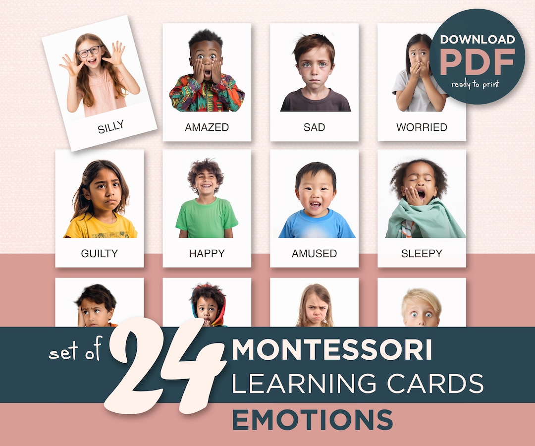 Montessori EMOTIONS Flashcards, Calming Down Corner, Feelings Game